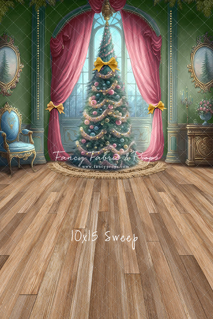 Christmas Wishes - Green With Wood Floor - with Sweep Option