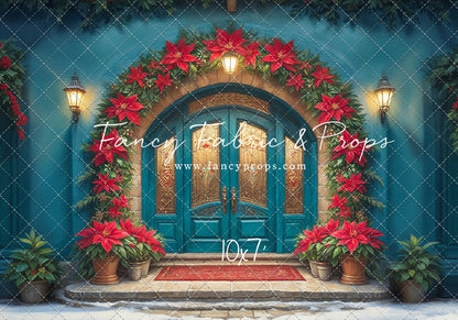 Cheerful Poinsettia Entryway - With Sweep Option