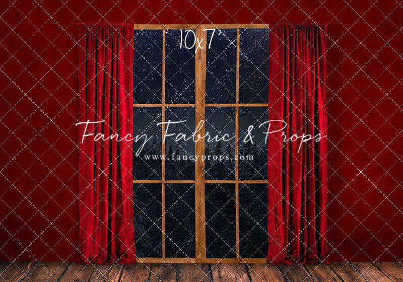 Classic Window With Red Drapes