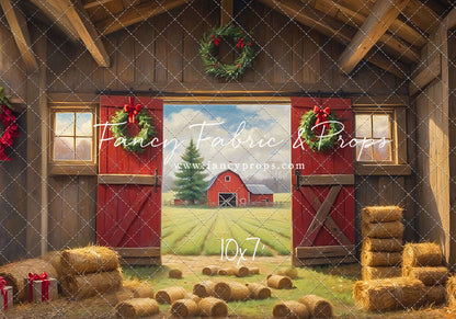 Red Barn Yuletide - Dirt Floor - with Sweep Option