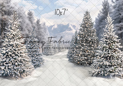 Snowy Mountain Tree Farm Path - 2pc Set