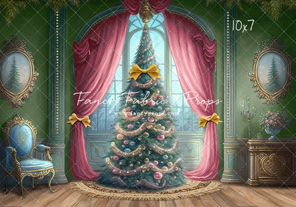Christmas Wishes - Green With Wood Floor - with Sweep Option