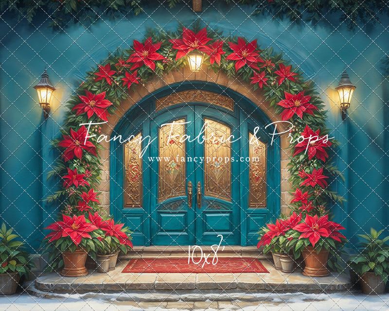 Cheerful Poinsettia Entryway - With Sweep Option