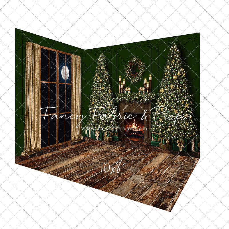 Gold & Greens Classic Christmas Mantle - Room