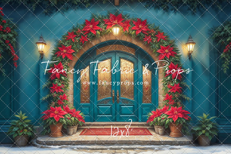 Cheerful Poinsettia Entryway - With Sweep Option