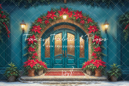 Cheerful Poinsettia Entryway - With Sweep Option