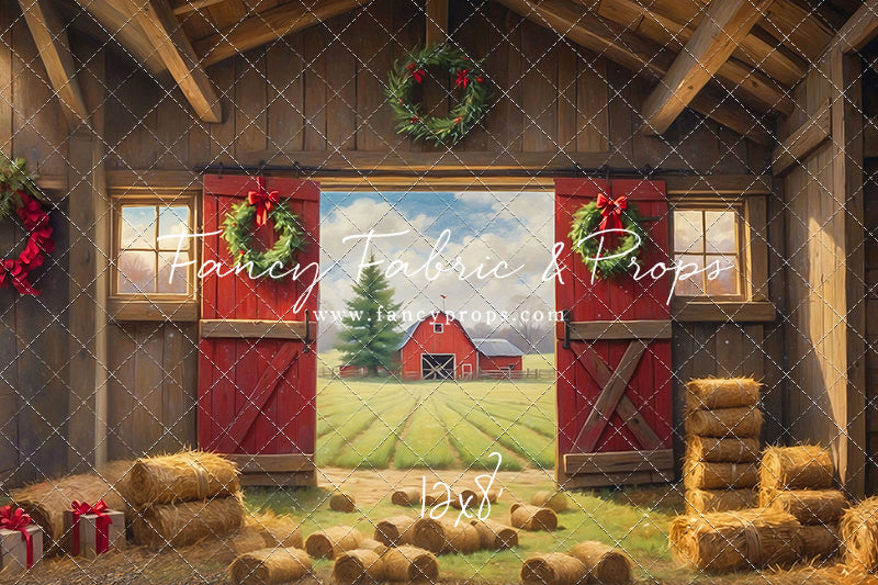 Red Barn Yuletide - Dirt Floor - with Sweep Option