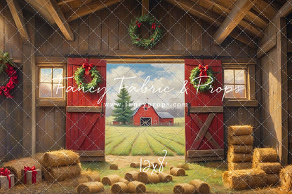 Red Barn Yuletide - Dirt Floor - with Sweep Option