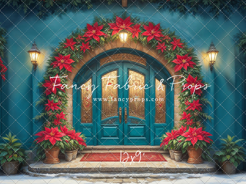 Cheerful Poinsettia Entryway - With Sweep Option
