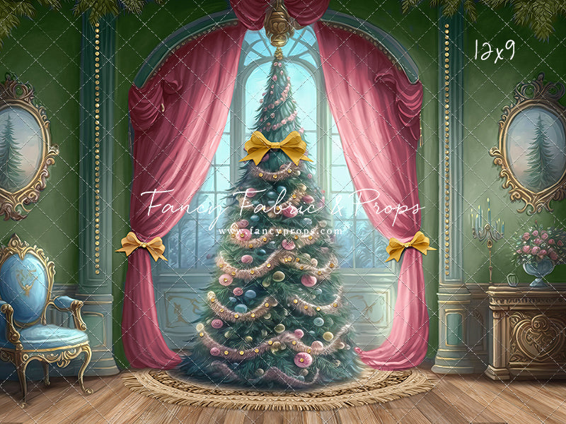 Christmas Wishes - Green With Wood Floor - with Sweep Option