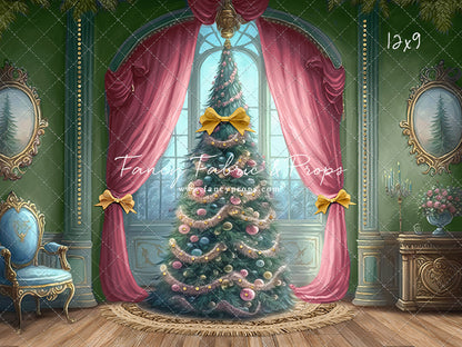 Christmas Wishes - Green With Wood Floor - with Sweep Option