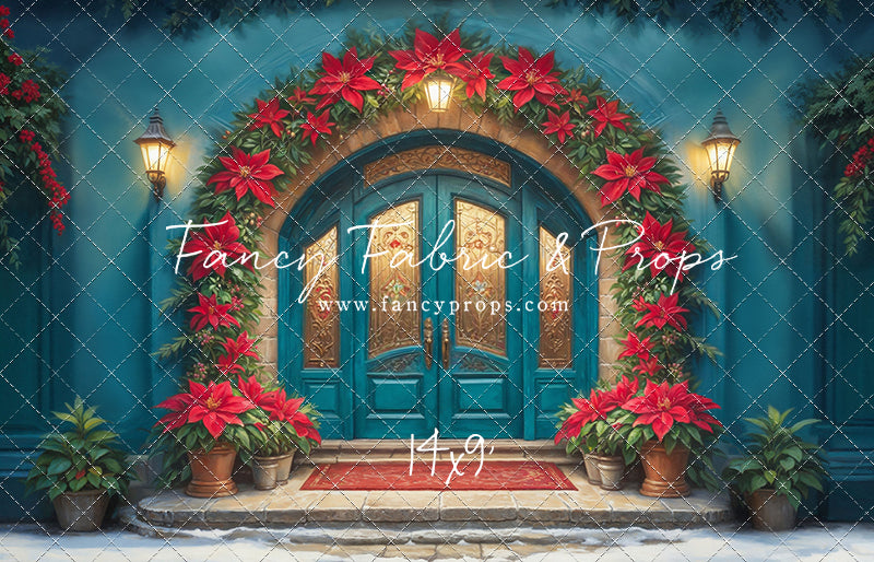 Cheerful Poinsettia Entryway - With Sweep Option