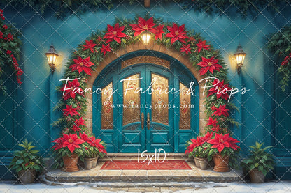 Cheerful Poinsettia Entryway - With Sweep Option