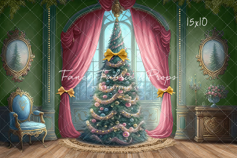 Christmas Wishes - Green With Wood Floor - with Sweep Option