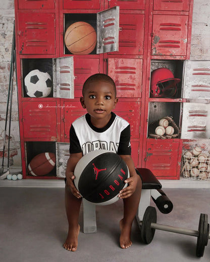 RTS Vintage Locker Room - 10x8' Wrinkle-Free Fabric - Bad Crop/Zoomed In - 60% Off