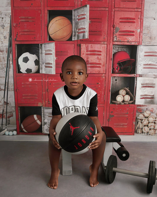 RTS Vintage Locker Room - 10x8' Wrinkle-Free Fabric - Bad Crop/Zoomed In - 60% Off