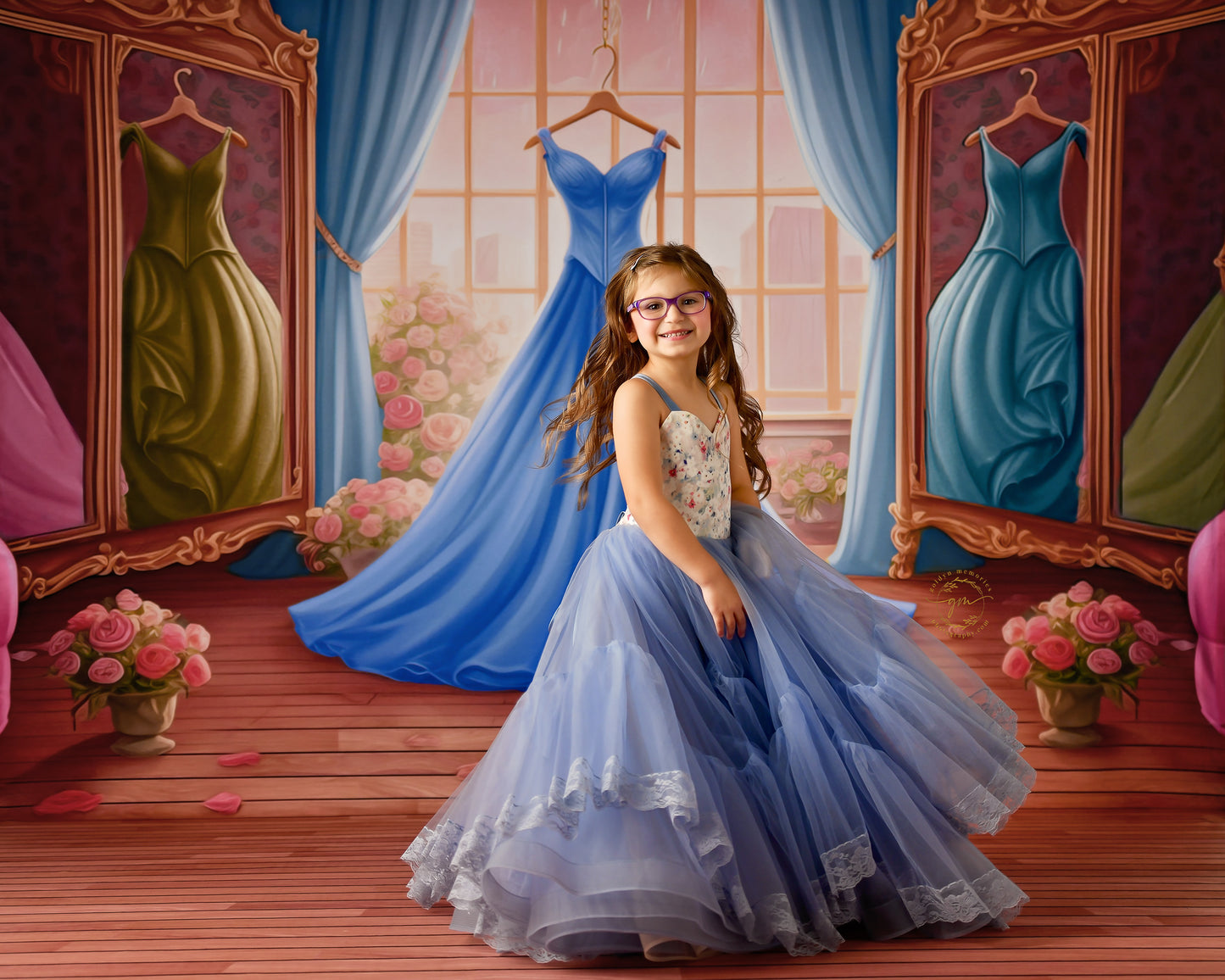 Dress Like A Princess - Dark Blue Dress - With Sweep Option