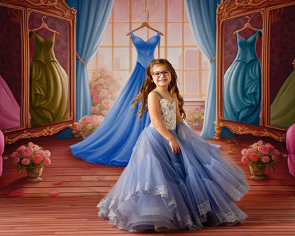 Dress Like A Princess - Dark Blue Dress - With Sweep Option