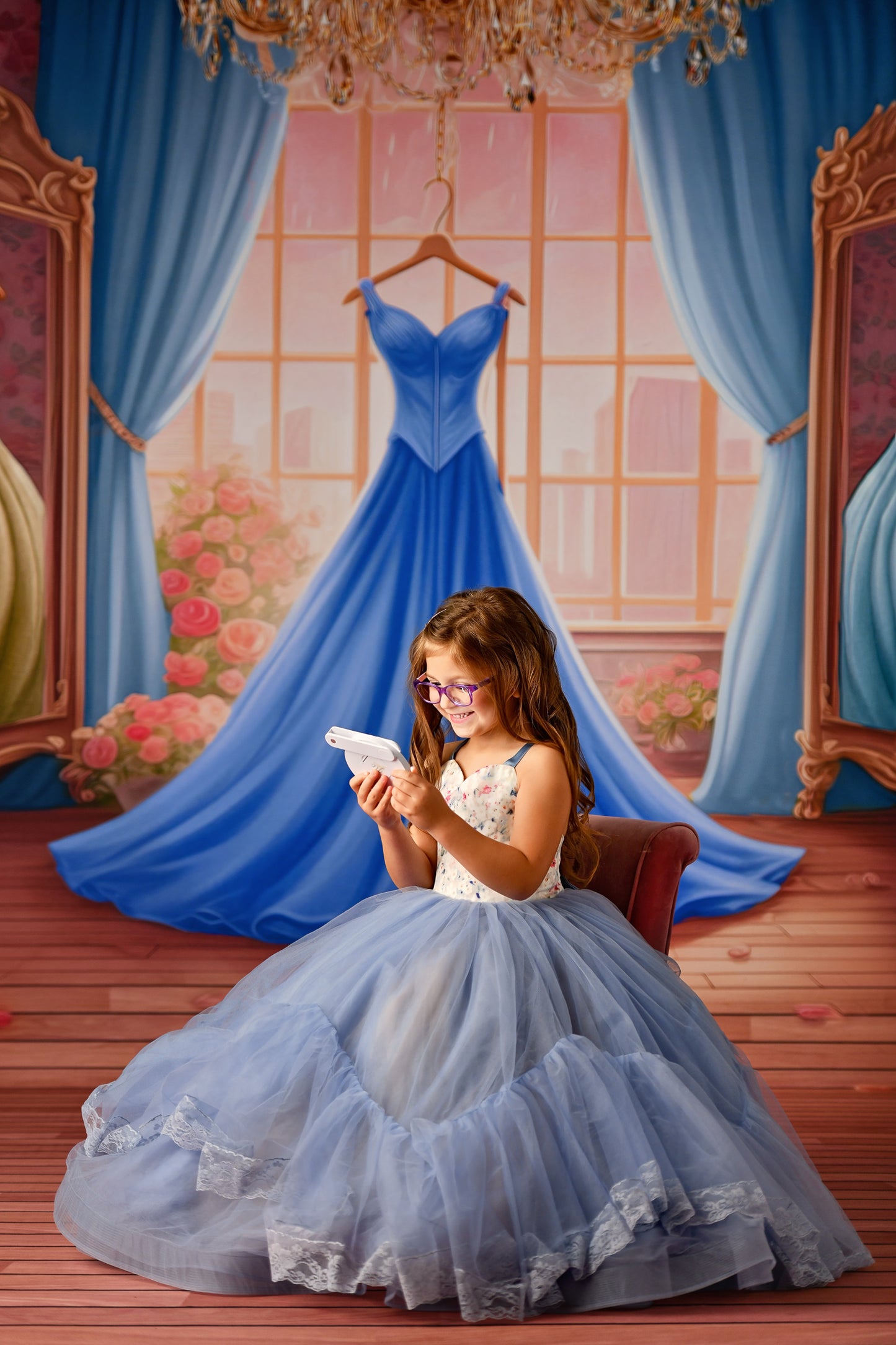 Dress Like A Princess - Dark Blue Dress - With Sweep Option