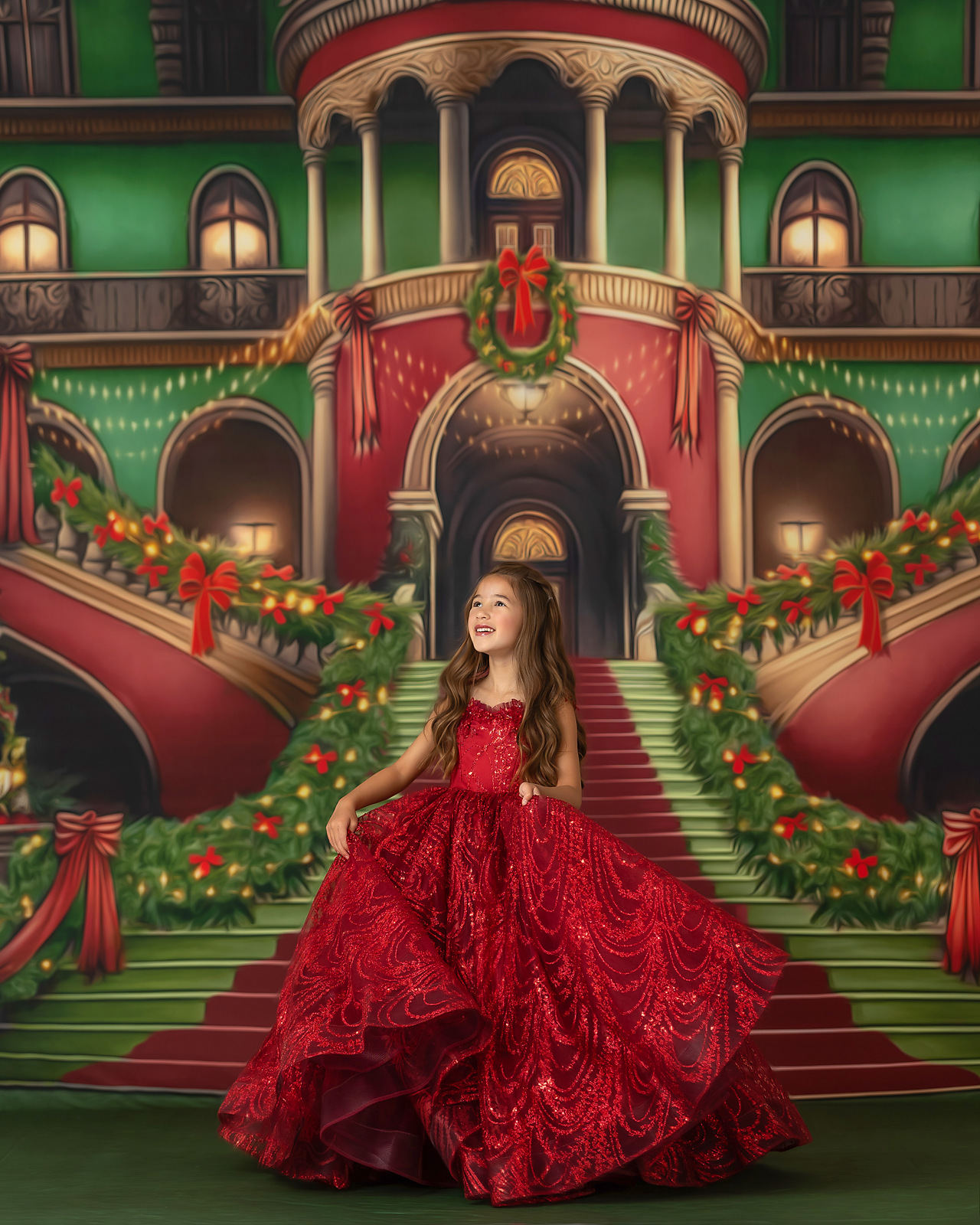 Merry Mansion- Green Rug - with Sweep Option