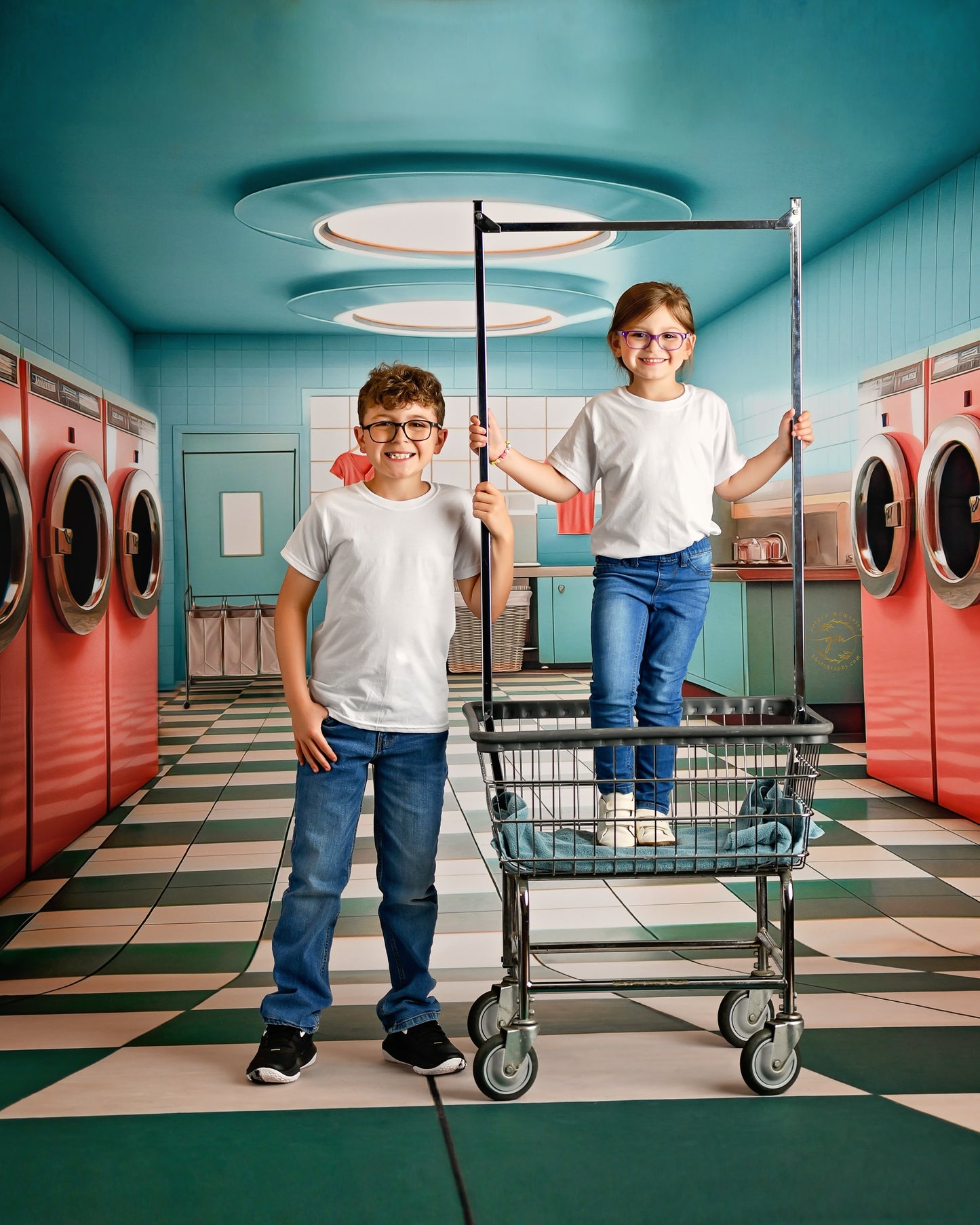 Laundry Day - Blue With Double Washers- With Sweep Option