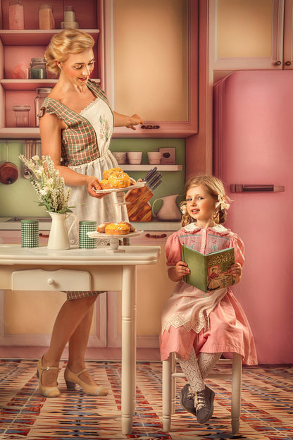 Midge's Kitchenette - Tile Floor Option - With Pink Fridge Sweep Option