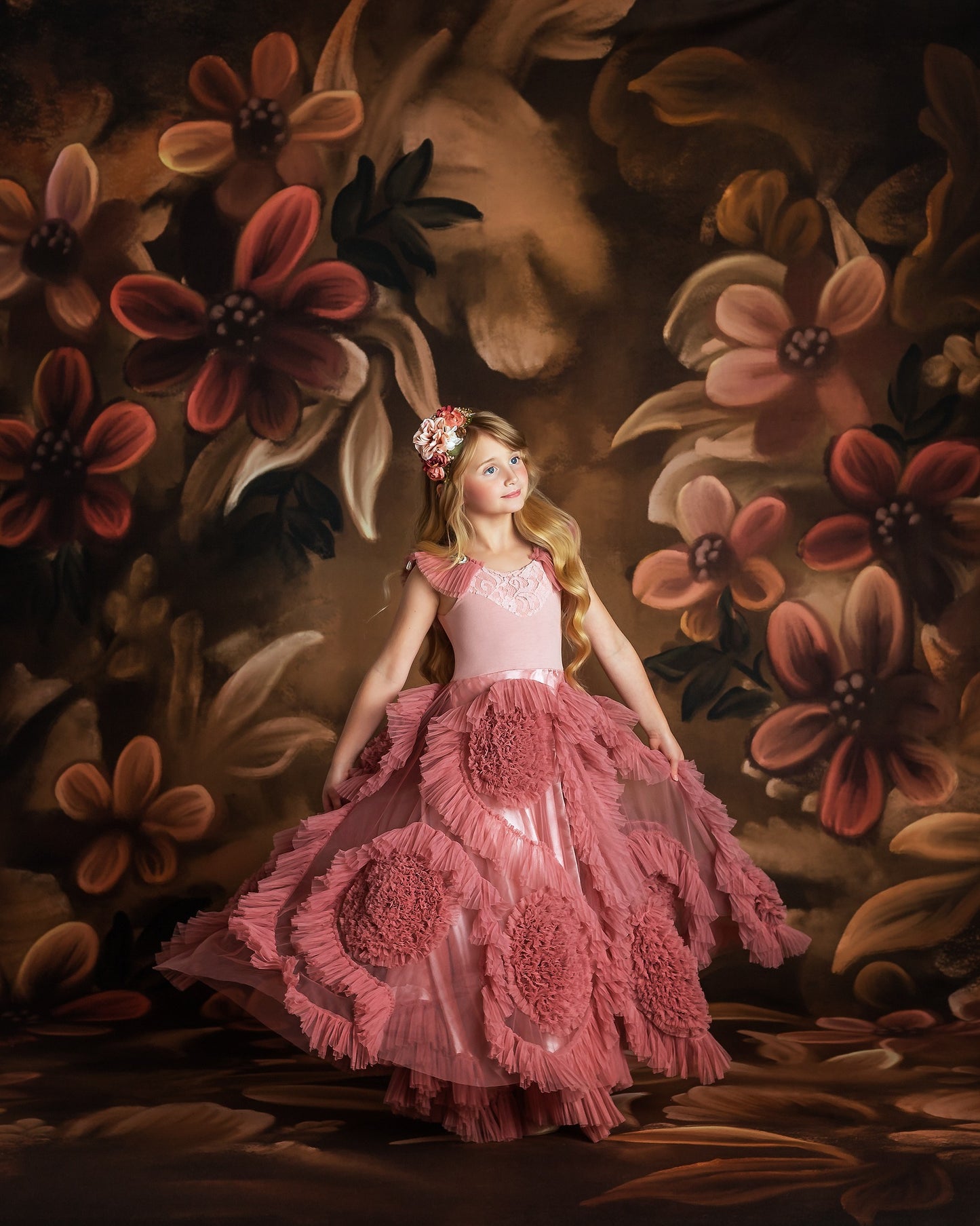 Golden Floral Tapestry - Sweep Sizes Only