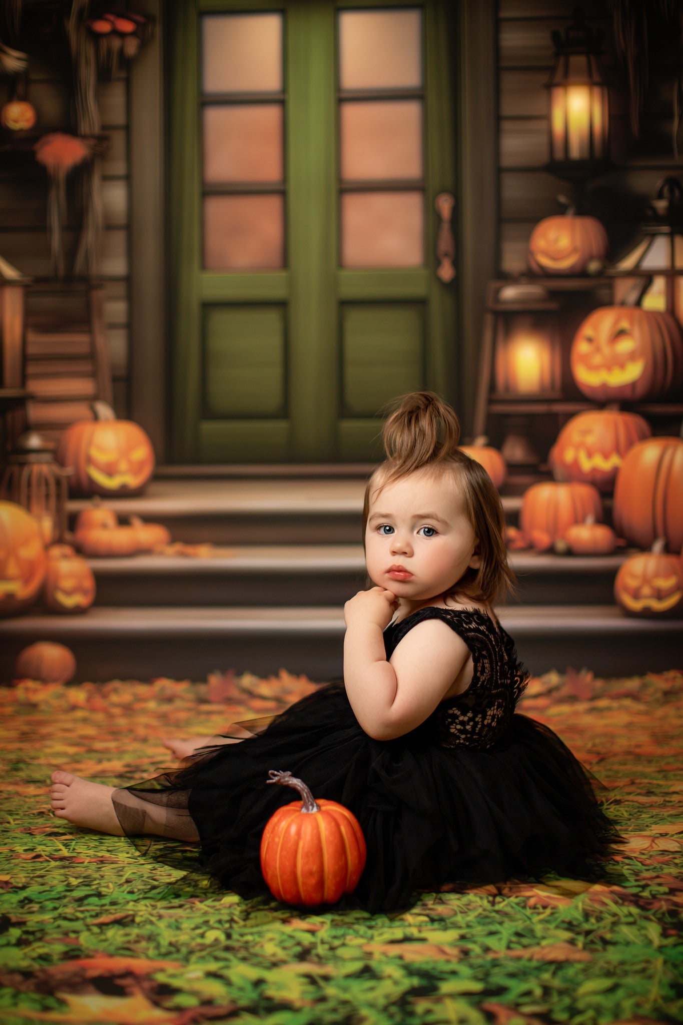 Pumpkin Porch - Green Door - With Sweep Option