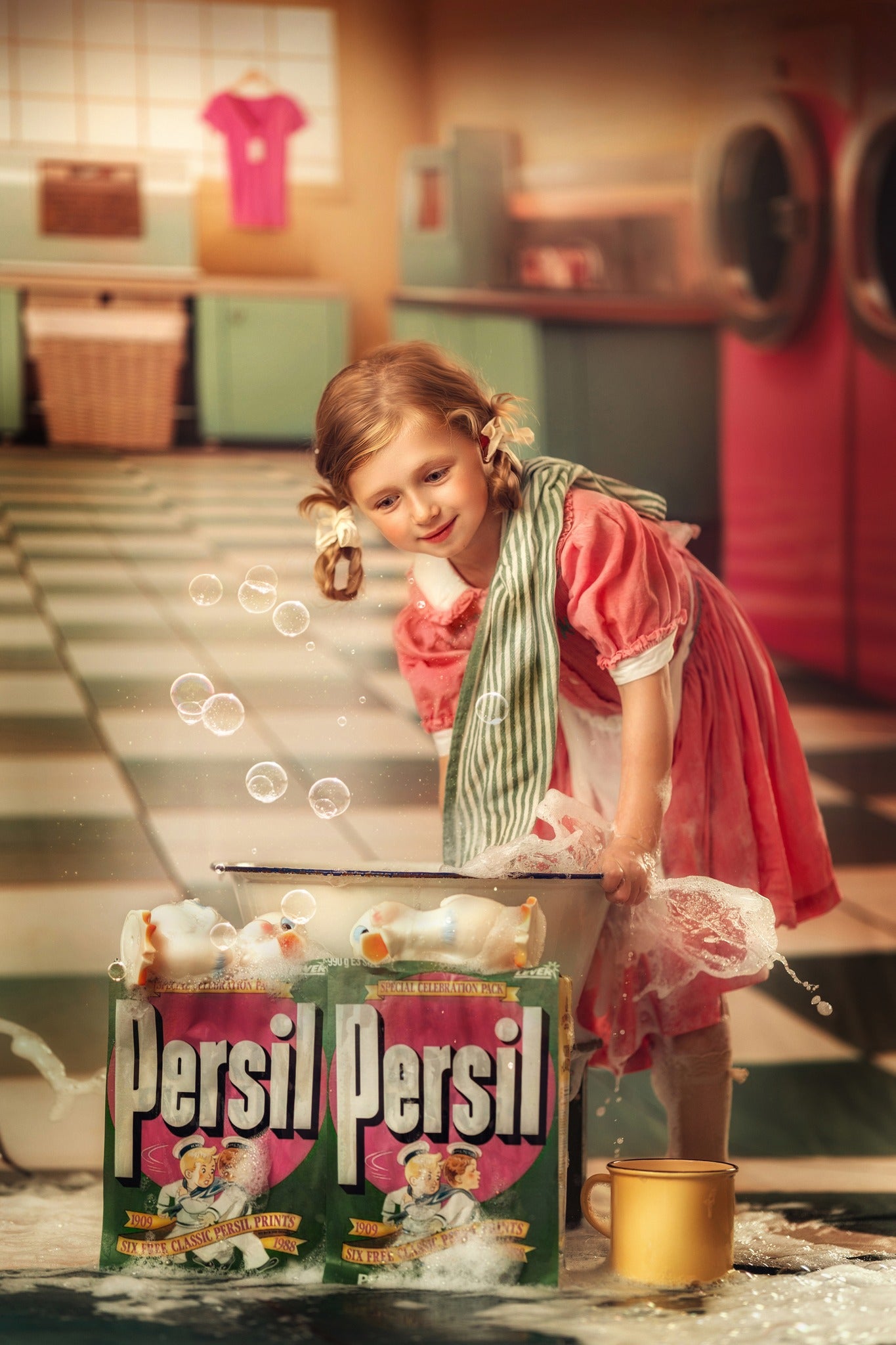 Laundry Day - Yellow With Double Washers- With Sweep Option