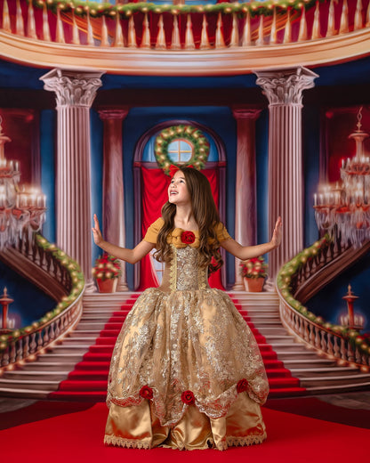 Belle's Royal Staircase -With Lights- Red Carpet - With Sweep Option