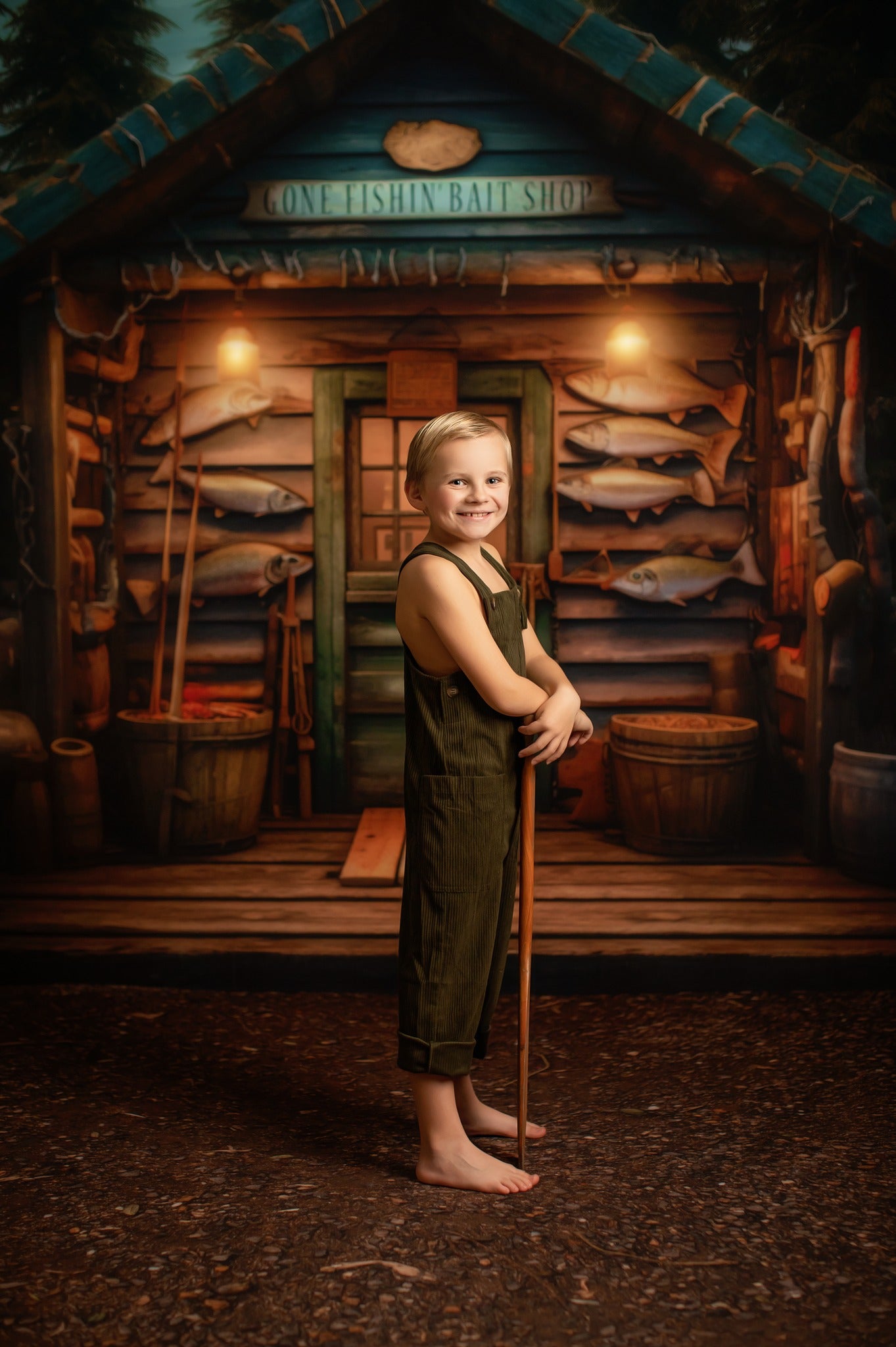 Gone Fishin Bait Shop- Dirt Floor Version - With Sweep Option