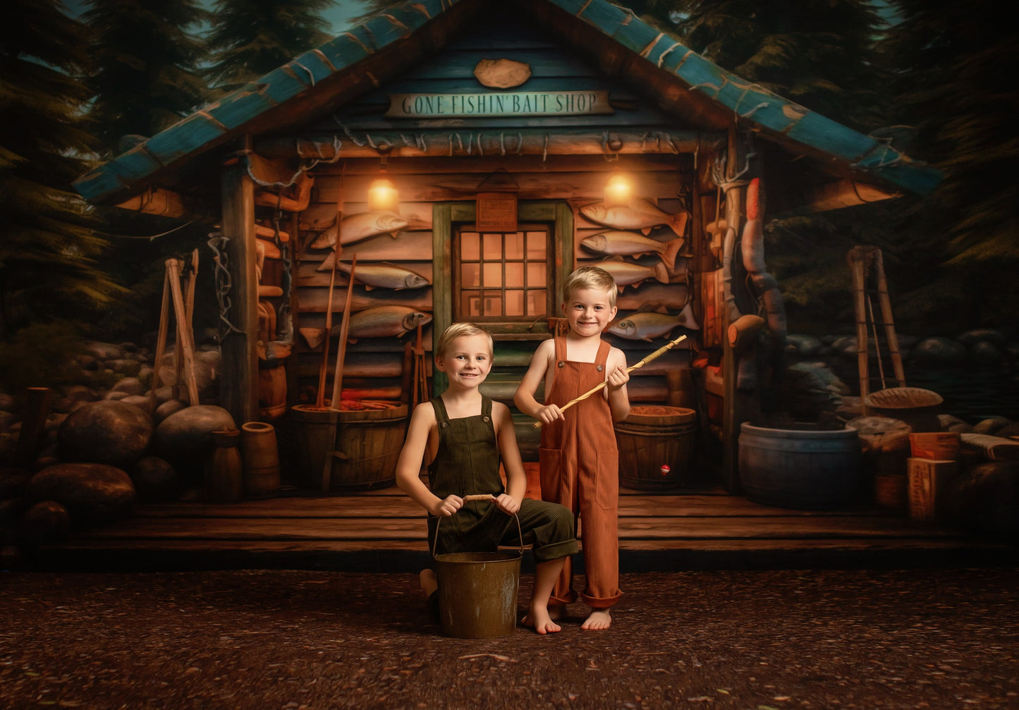 Gone Fishin Bait Shop- Dirt Floor Version - With Sweep Option