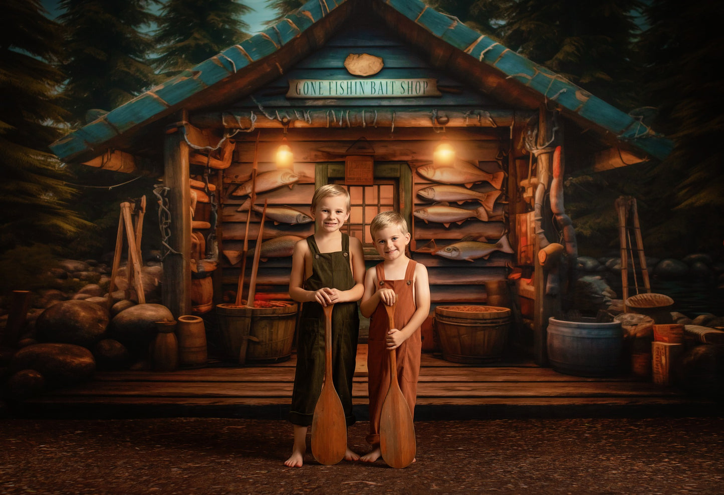 Gone Fishin Bait Shop- Dirt Floor Version - With Sweep Option