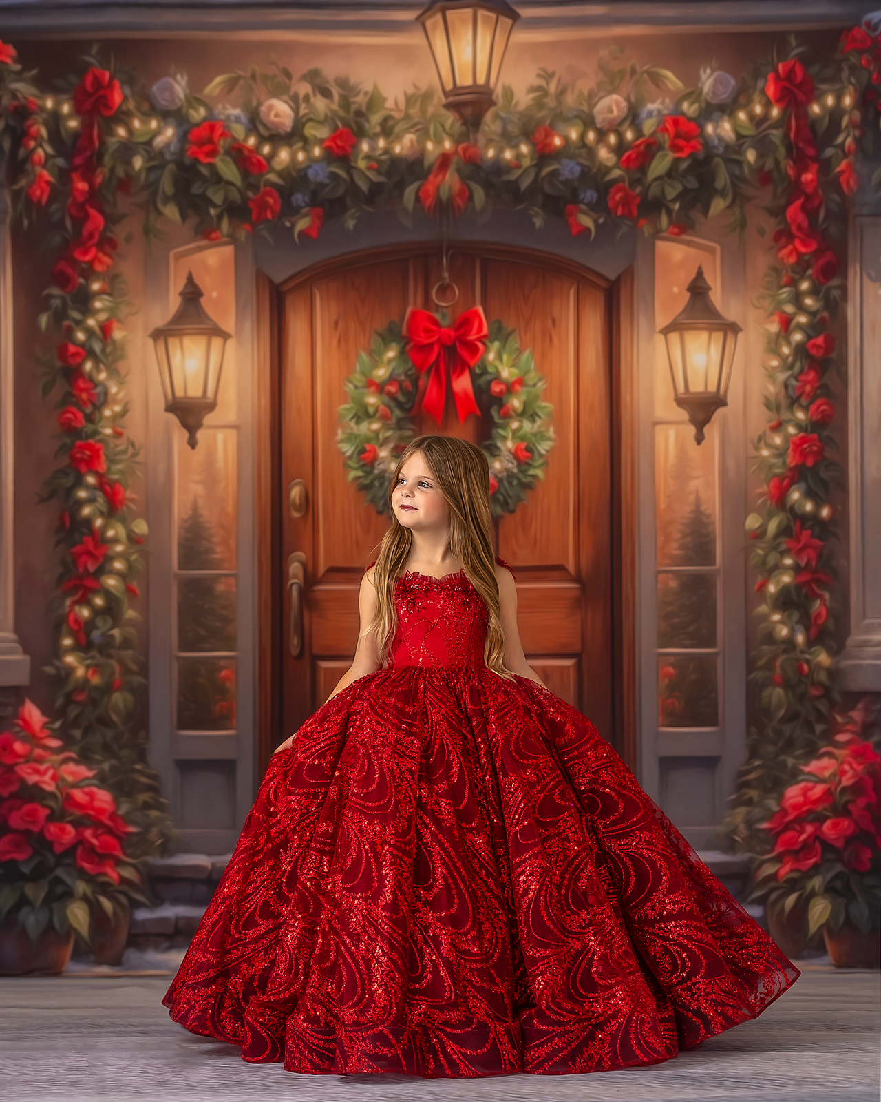 Merry Holiday Entry - Brown Door - With Sweep Option