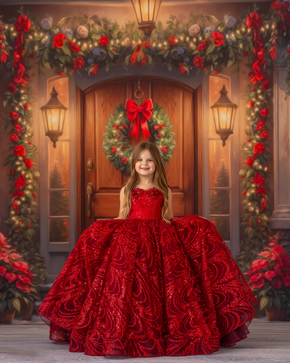 Merry Holiday Entry - Brown Door - With Sweep Option