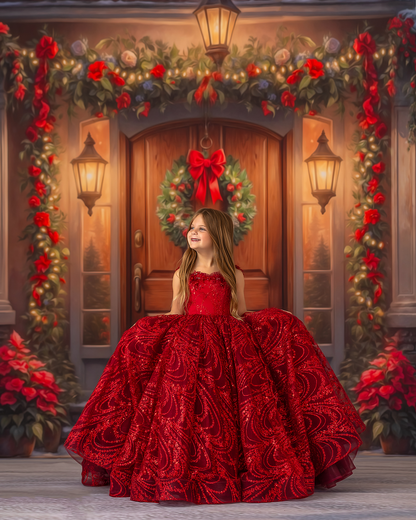 Merry Holiday Entry - Brown Door - With Sweep Option