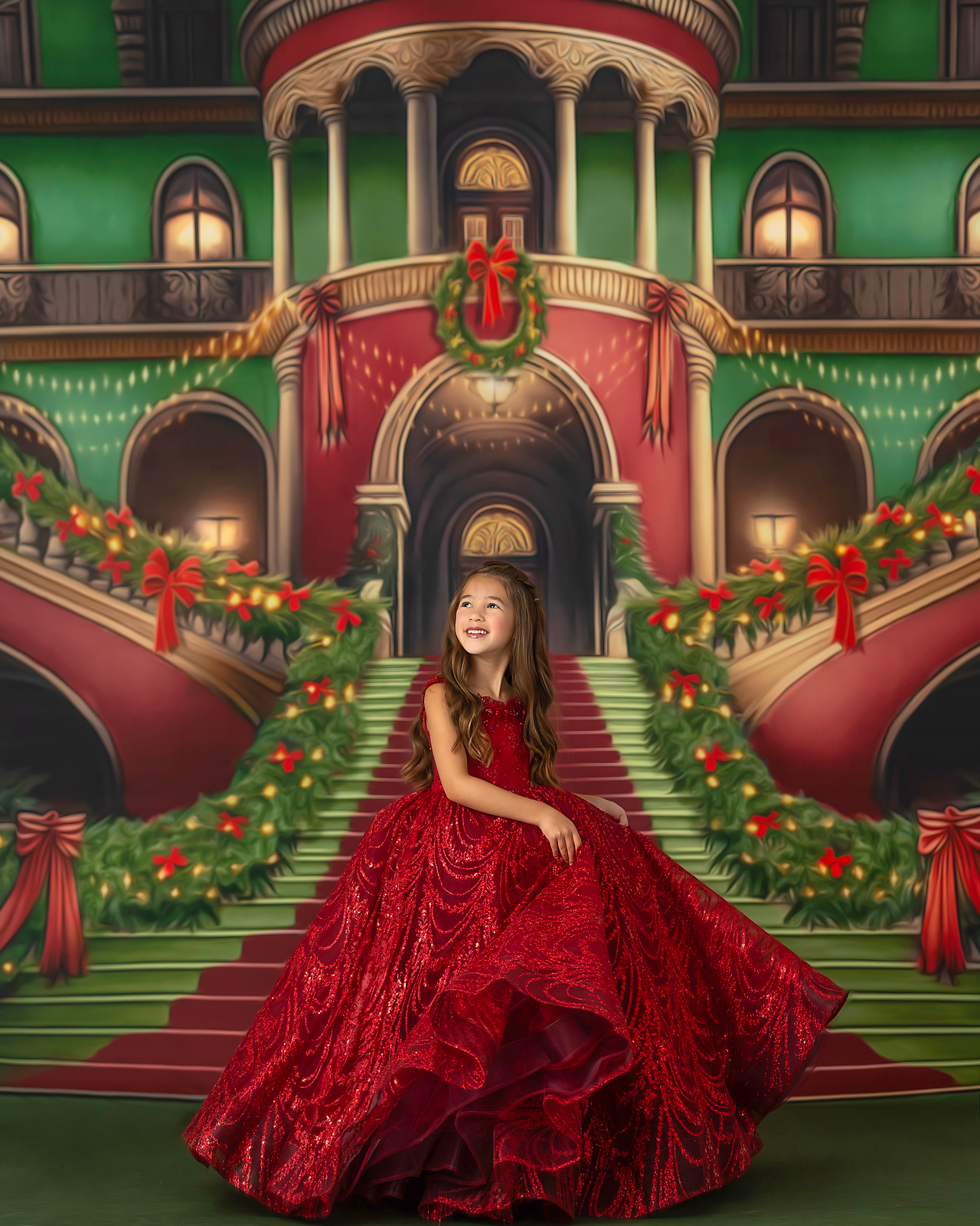 Merry Mansion- Green Rug - with Sweep Option