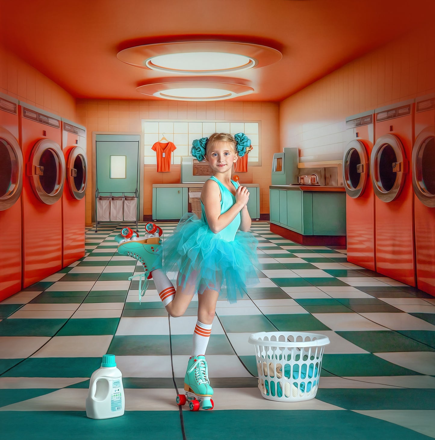 Laundry Day - Coral With Double Washers- With Sweep Option