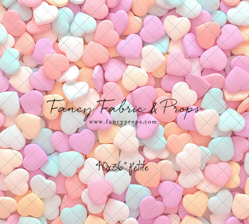 Pastel Color Candy Hearts Valentine's Day Fabric