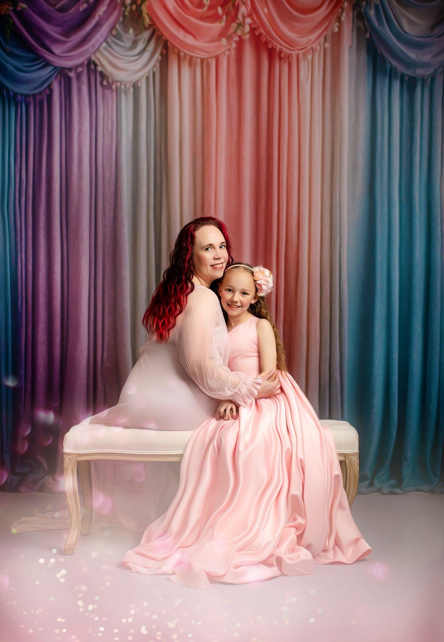 Pastel Curtains  - White Floor - With Sweep Option