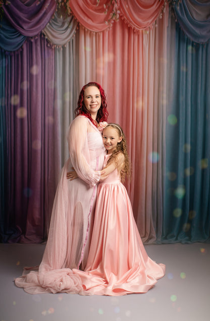 Pastel Curtains  - White Floor - With Sweep Option