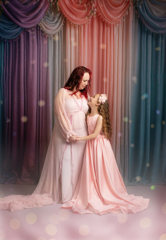 Pastel Curtains  - White Floor - With Sweep Option