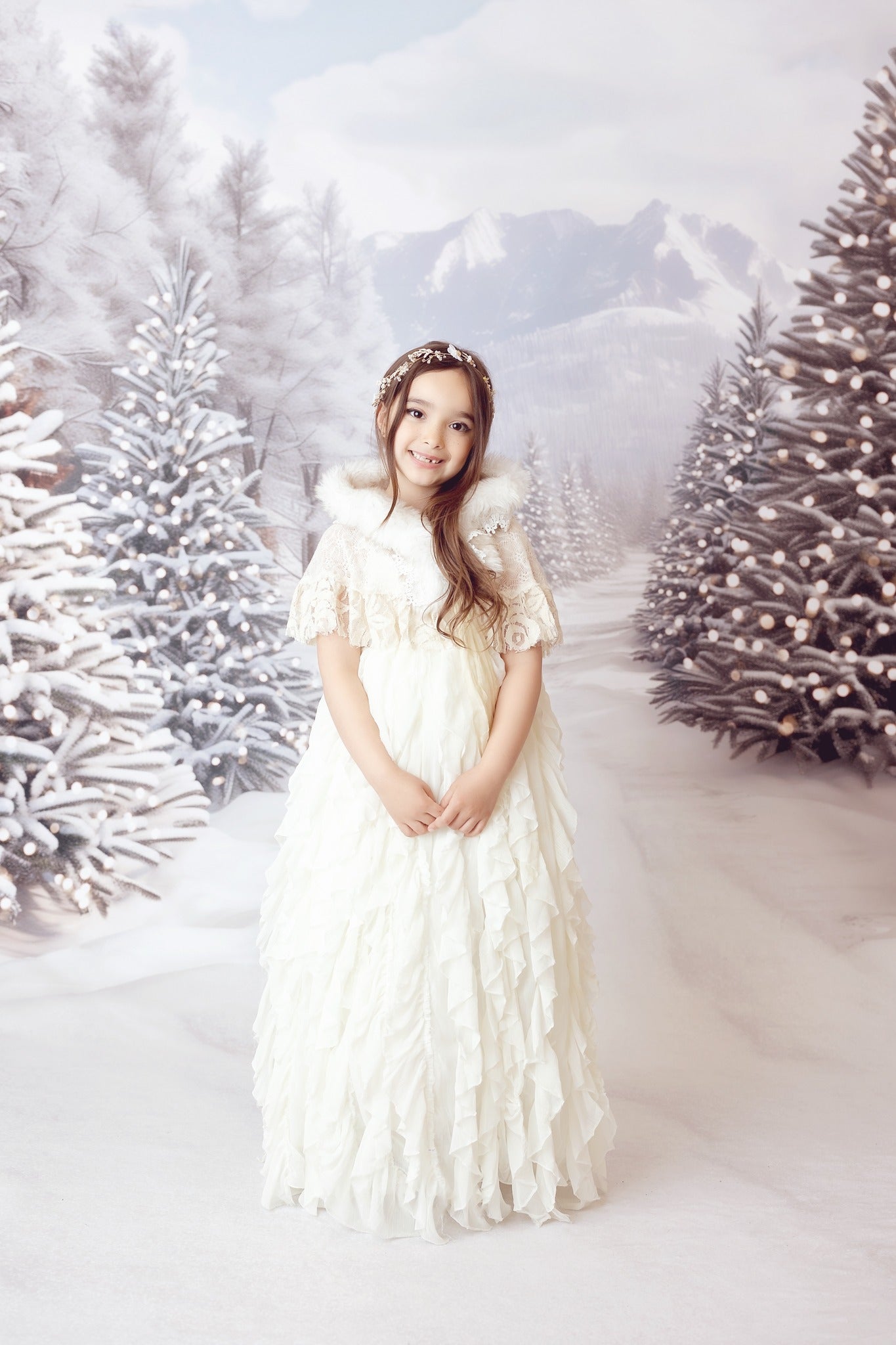 Snowy Mountain Tree Farm Path - with Sweep Option