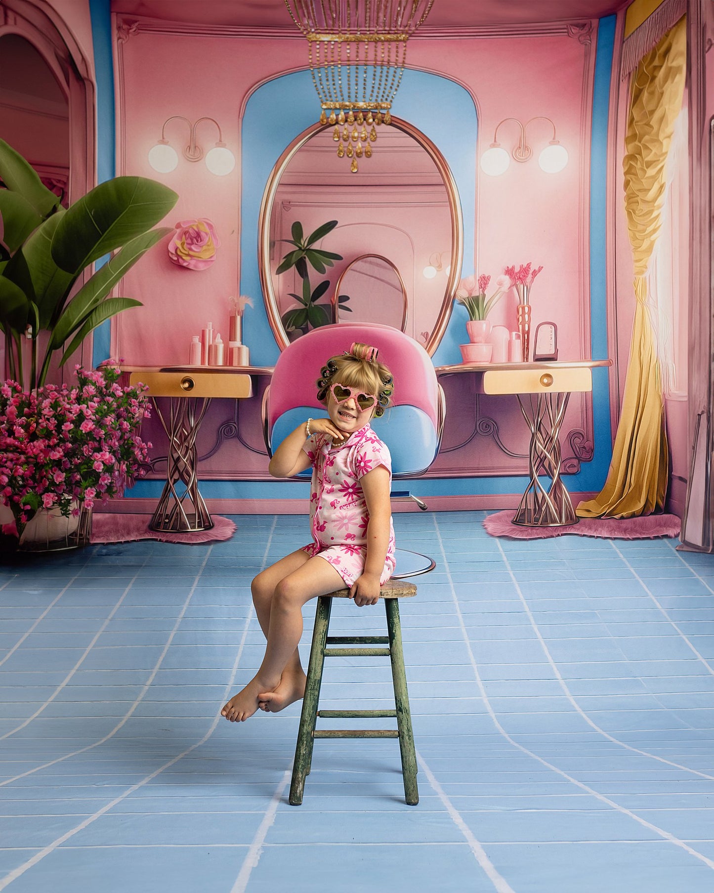 Stacie's Salon - Blue - With Sweep Option