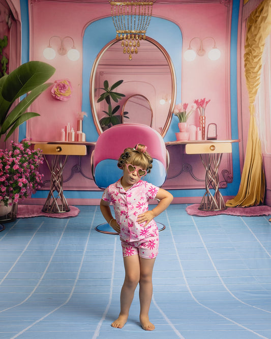 Stacie's Salon - Blue - With Sweep Option