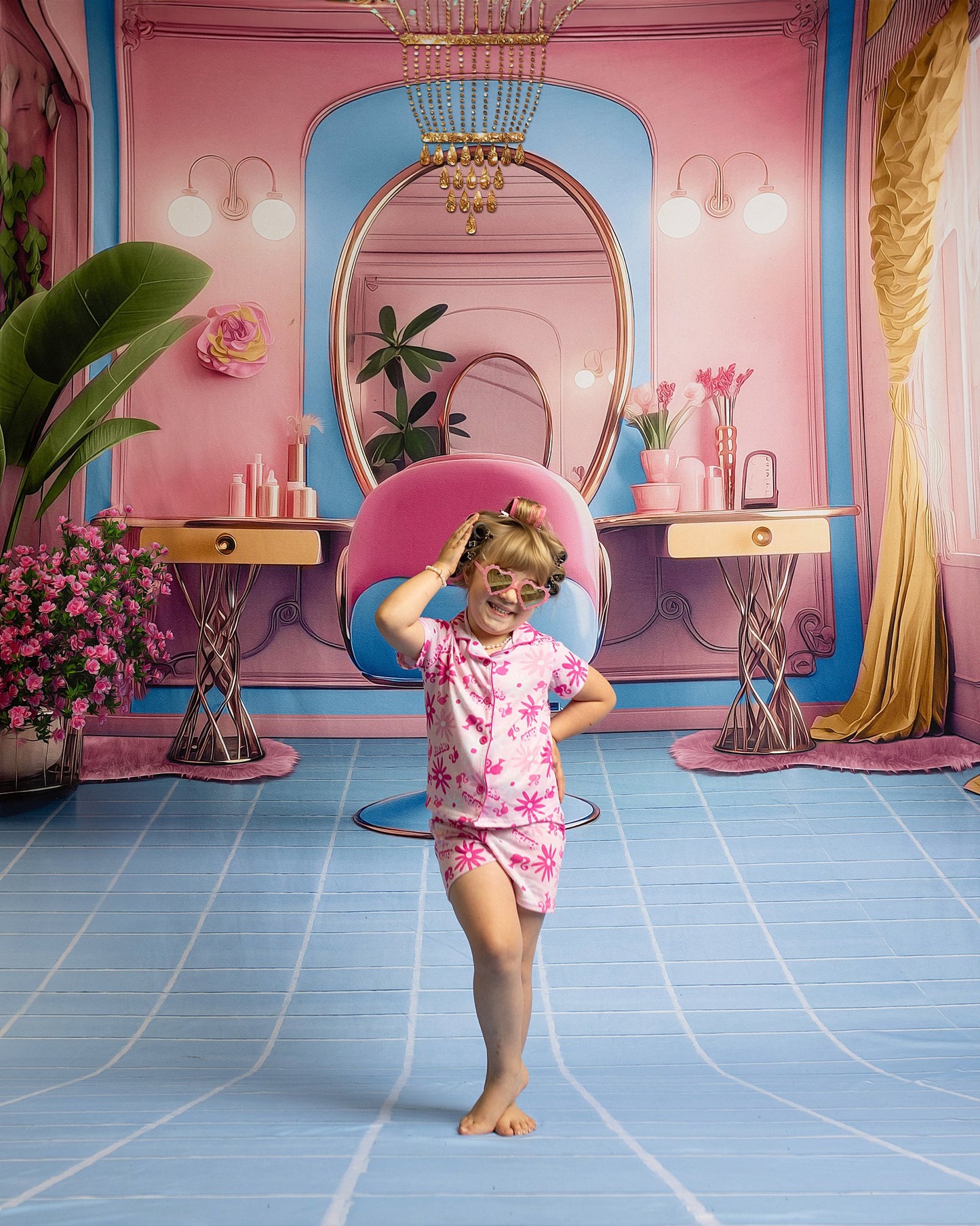 Stacie's Salon - Blue - With Sweep Option