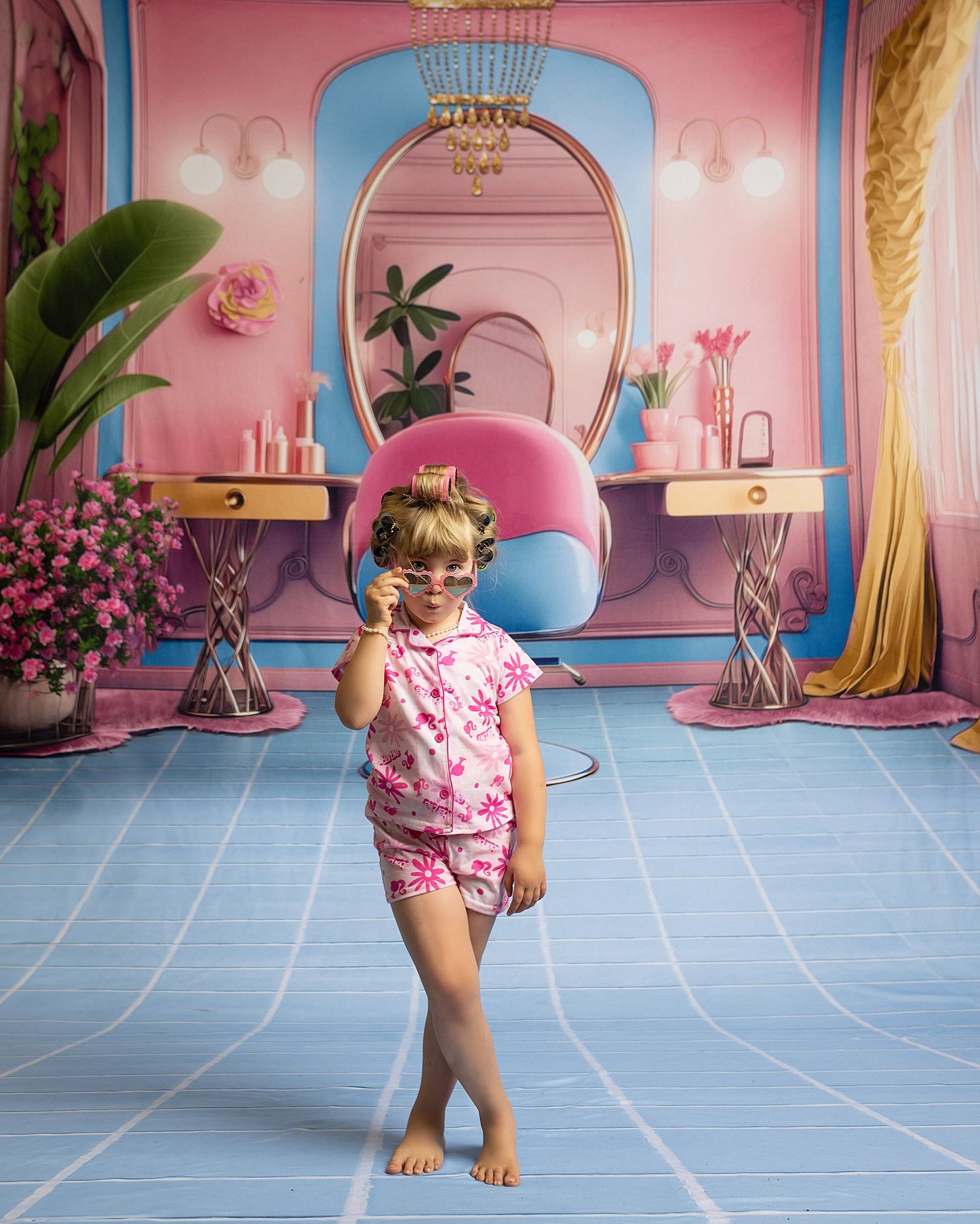 Stacie's Salon - Blue - With Sweep Option