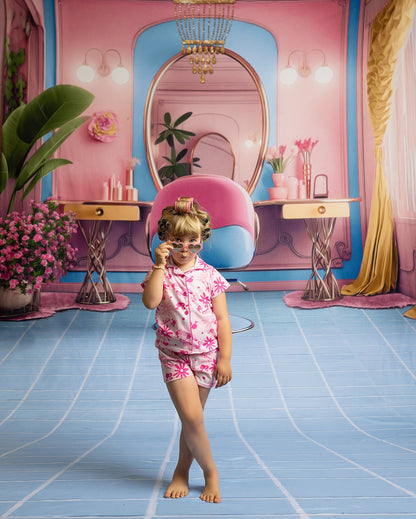 Stacie's Salon - Blue - With Sweep Option