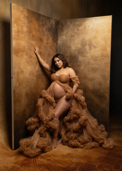 RTS Molten Mocha - 4x7.5' Essential Stretch Slimline Backdrop 2pc SET - NO SILICONE but Perfect - 60% Off