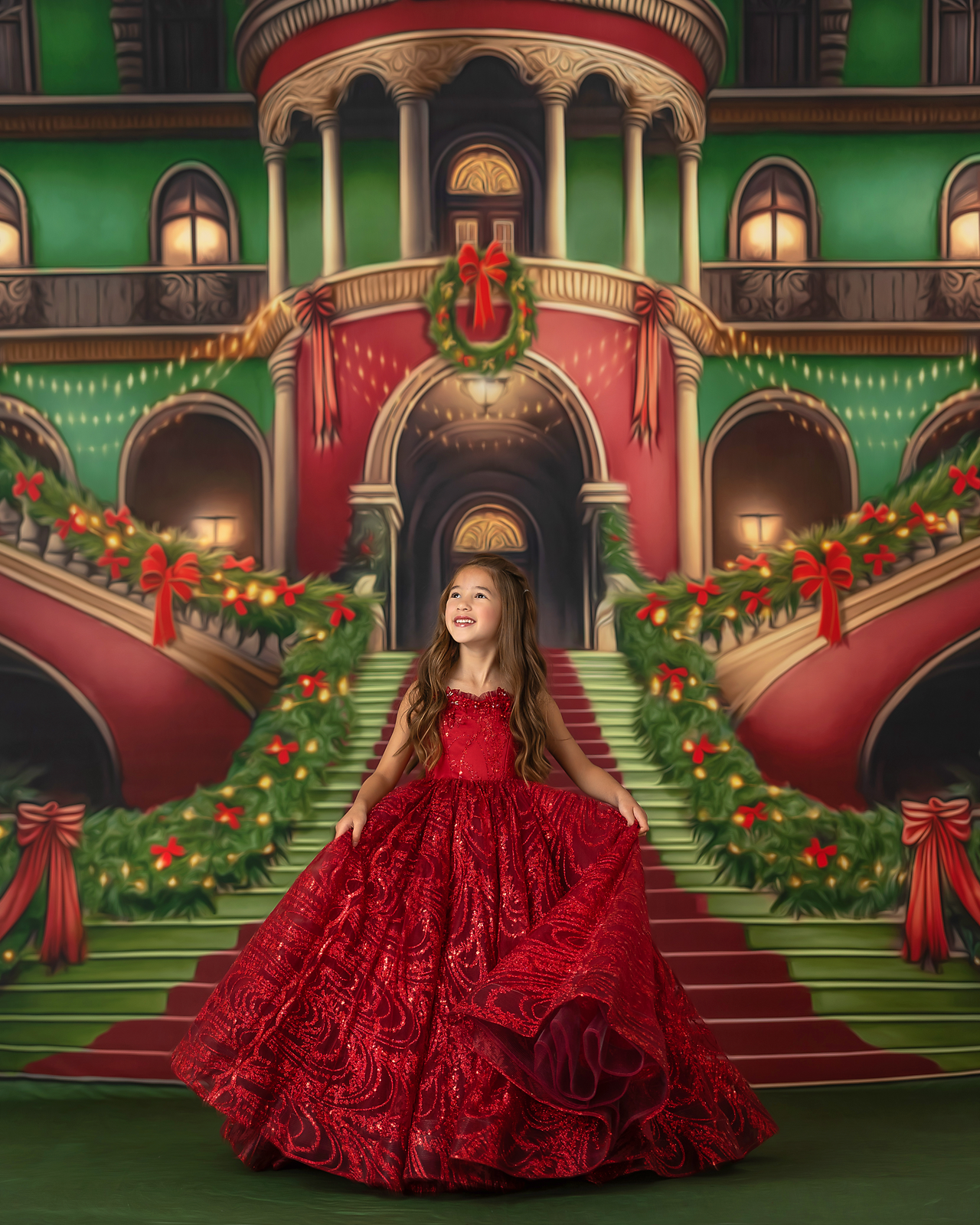 Merry Mansion- Green Rug - with Sweep Option